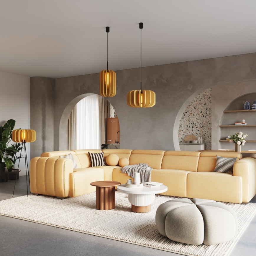 Κρεμαστό φωτιστικό με καλώδιο MULA 1xE27/15W/230V, διάμετρος 27 εκ., κίτρινο