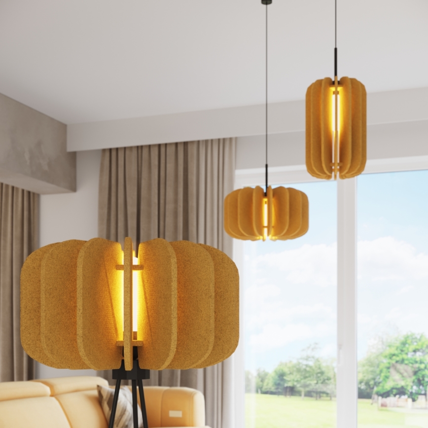 Κρεμαστό φωτιστικό με καλώδιο MULA 1xE27/15W/230V, διάμετρος 27 εκ., κίτρινο