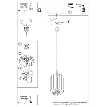 Κρεμαστό φωτιστικό με καλώδιο MULA 1xE27/15W/230V, διάμετρος 27 εκ., κίτρινο