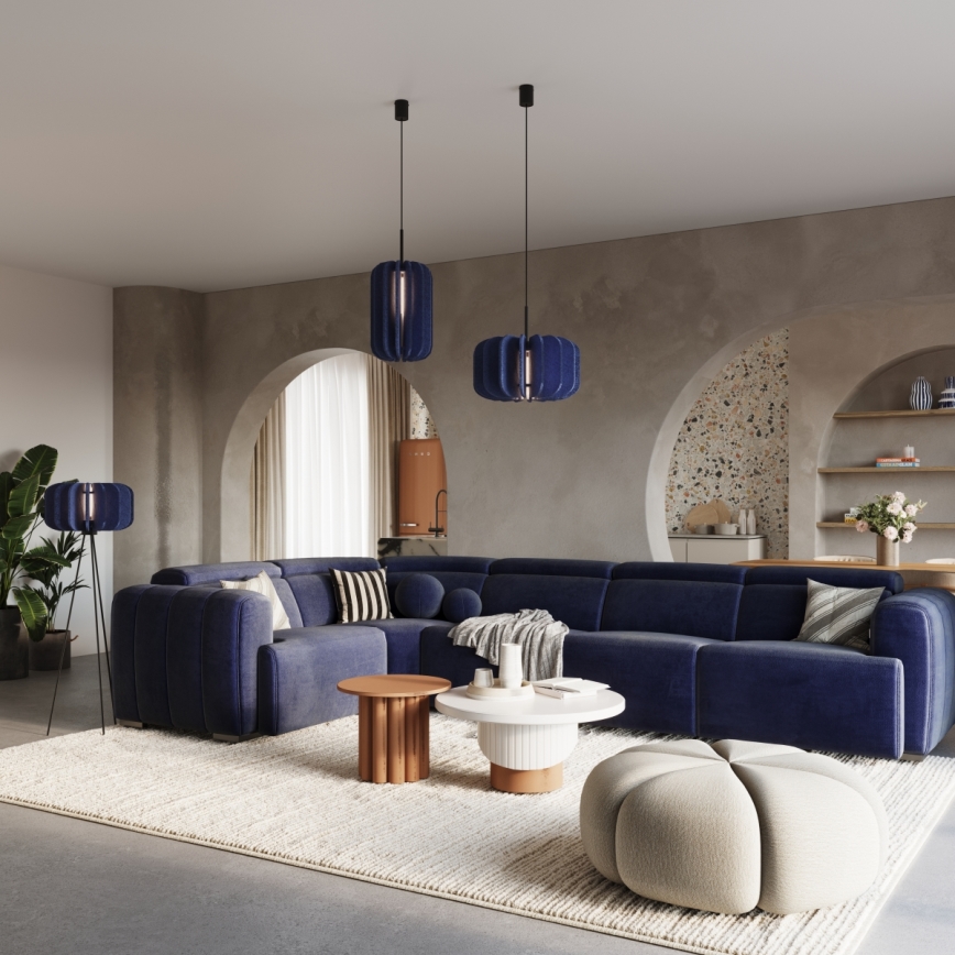 Κρεμαστό φωτιστικό με καλώδιο MULA 1xE27/15W/230V Ø 45 cm μπλε