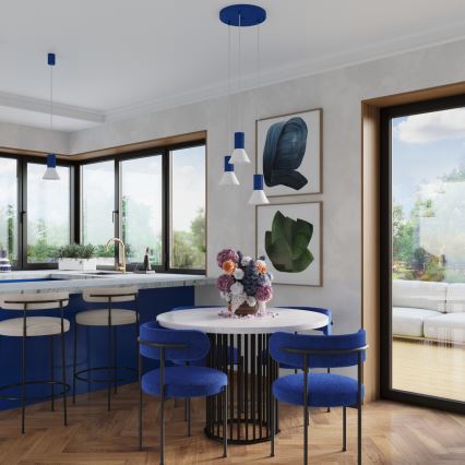 Κρεμαστό φωτιστικό σε καλώδιο ESTRIA, 3xE14/10W/230V, Ø 30 cm, μπλε