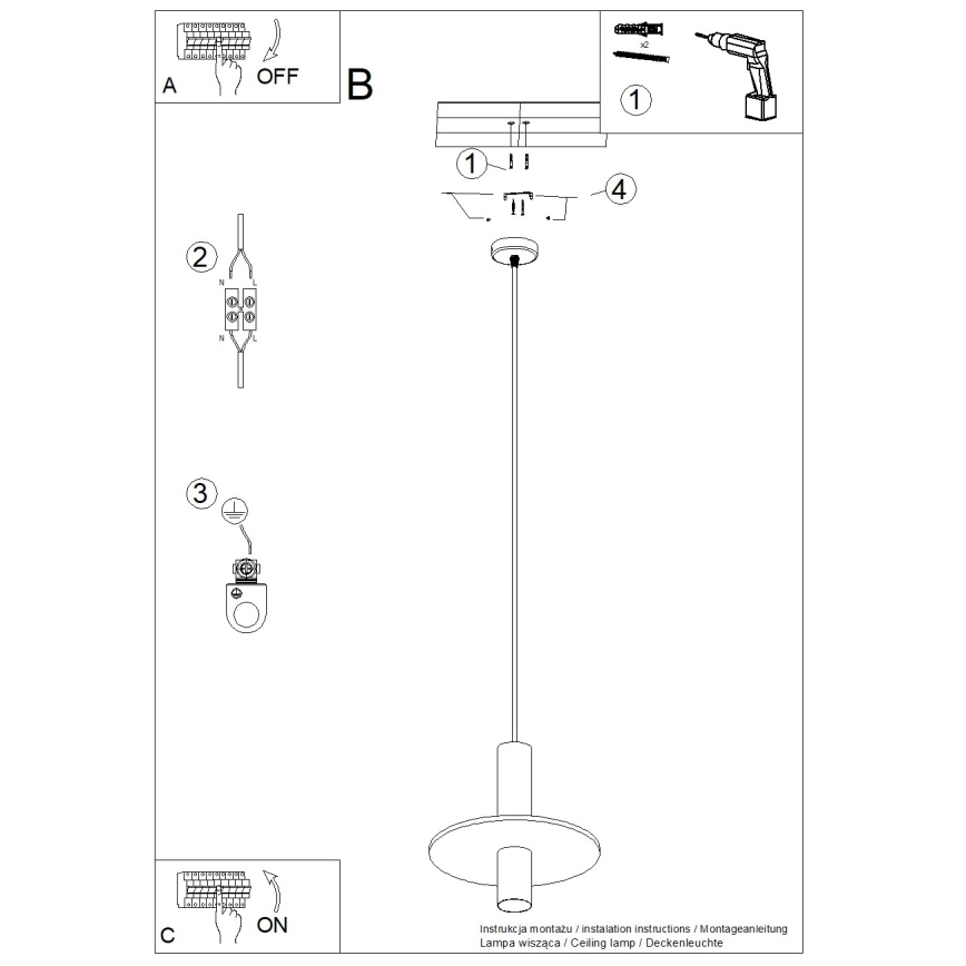 Κρεμαστό φωτιστικό με καλώδιο PELTA 1xGU10/10W/230V μαύρο/κίτρινο