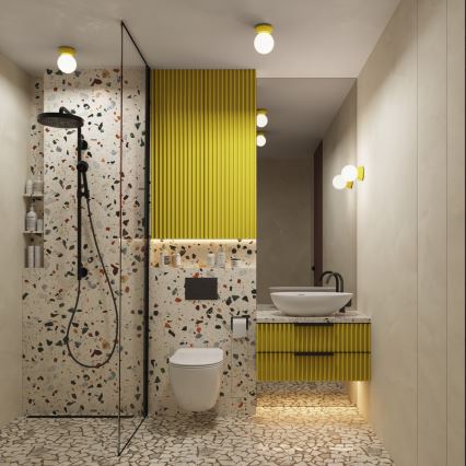 Φωτιστικό οροφής για μπάνιο ZORI 1xG9/8W/230V Ø 12 cm IP44 κίτρινο