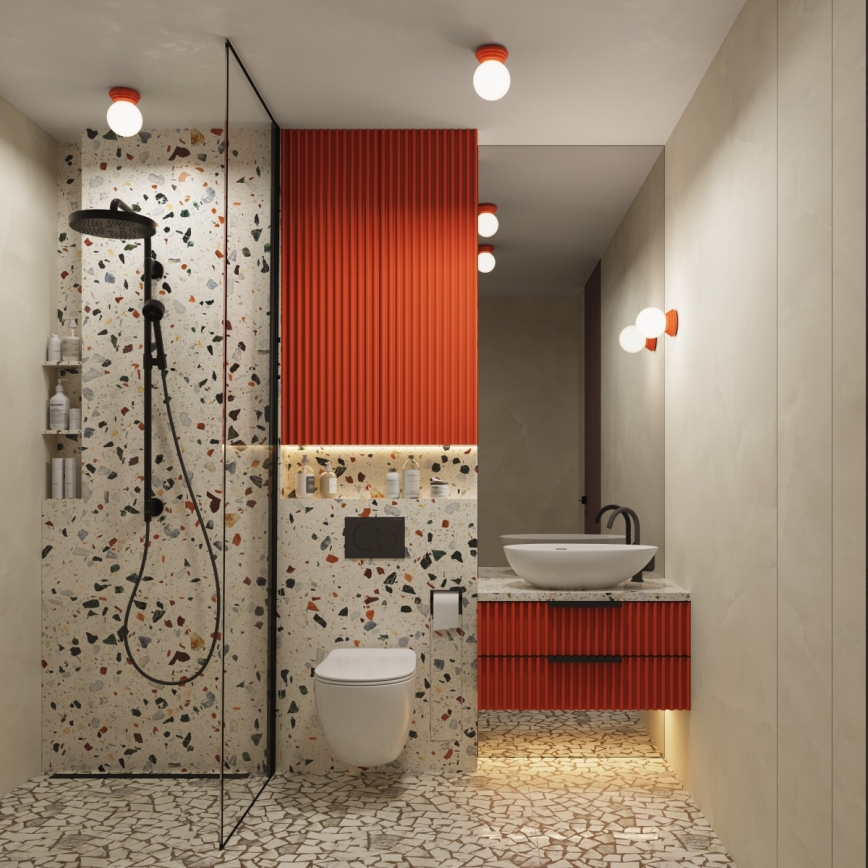 Φωτιστικό οροφής μπάνιου ZORI 1xG9/8W/230V Ø 12 cm IP44 ροζ