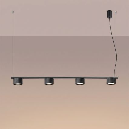 Κρεμαστό φωτιστικό AURA με καλώδιο 4xGX53/10W/230V, μαύρο