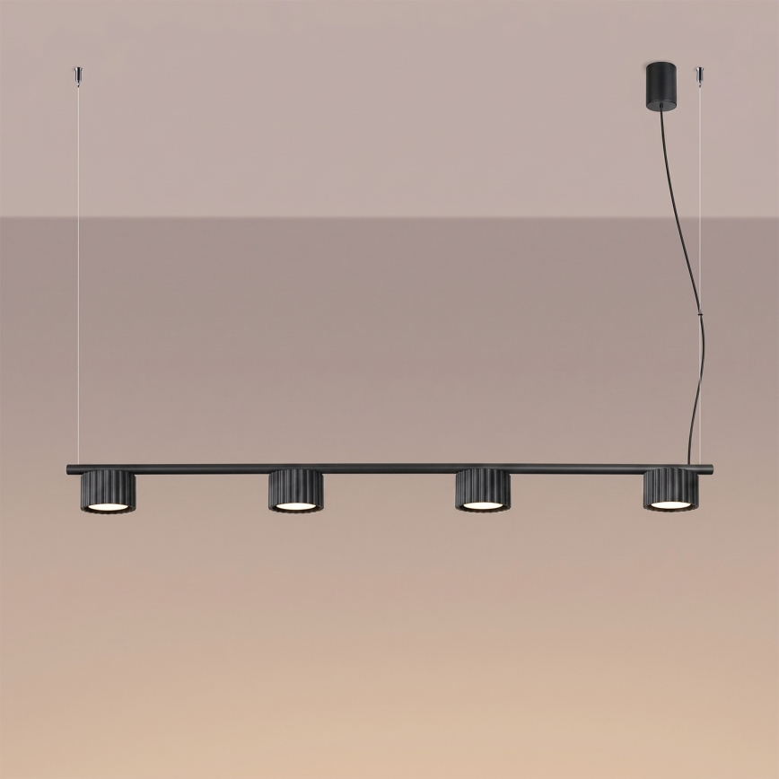 Κρεμαστό φωτιστικό AURA με καλώδιο 4xGX53/10W/230V, μαύρο