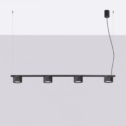 Κρεμαστό φωτιστικό AURA με καλώδιο 4xGX53/10W/230V, μαύρο