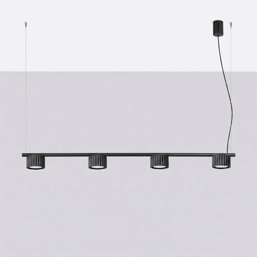 Κρεμαστό φωτιστικό AURA με καλώδιο 4xGX53/10W/230V, μαύρο
