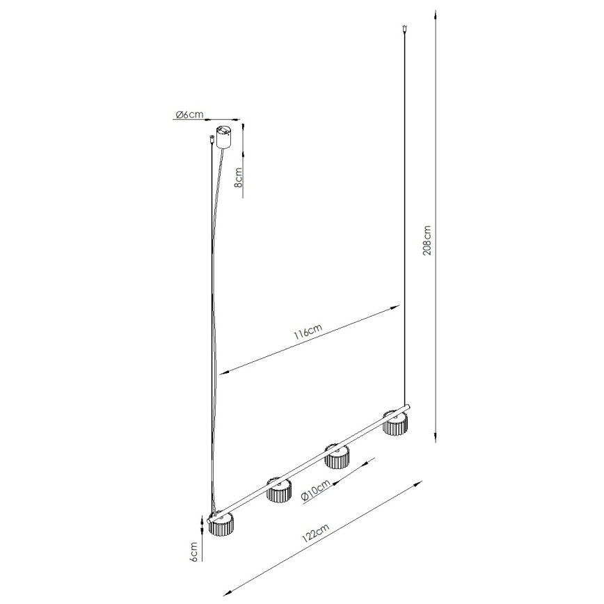 Κρεμαστό φωτιστικό AURA με καλώδιο 4xGX53/10W/230V, μαύρο