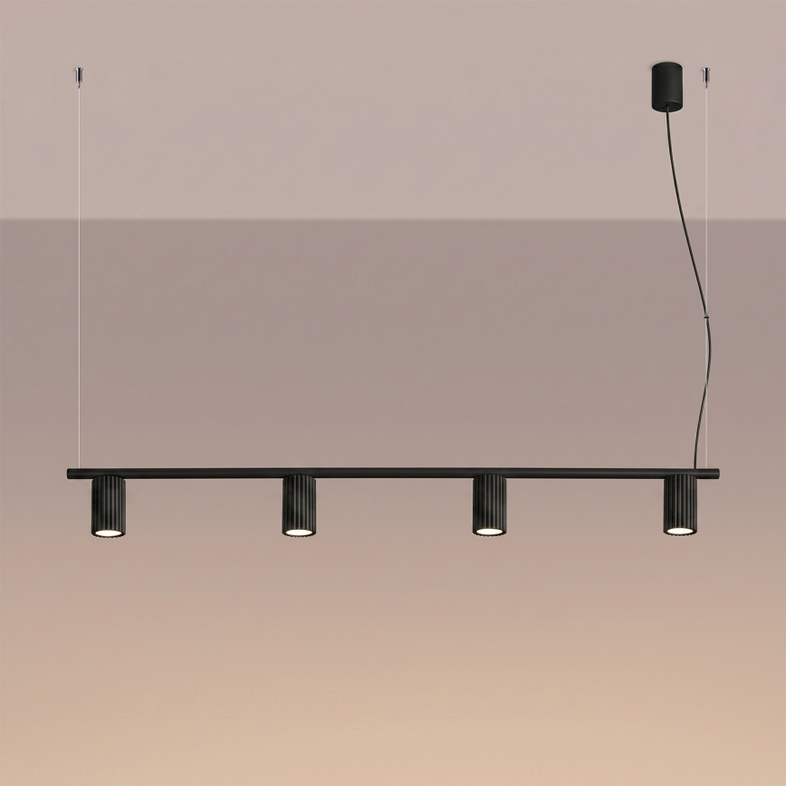 Κρεμαστό φωτιστικό με καλώδιο KARBON 4xGU10/10W/230V μαύρο