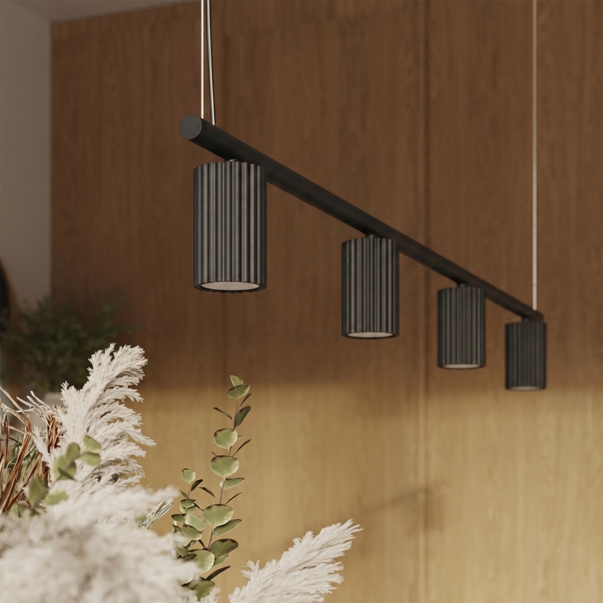 Κρεμαστό φωτιστικό με καλώδιο KARBON 4xGU10/10W/230V μαύρο