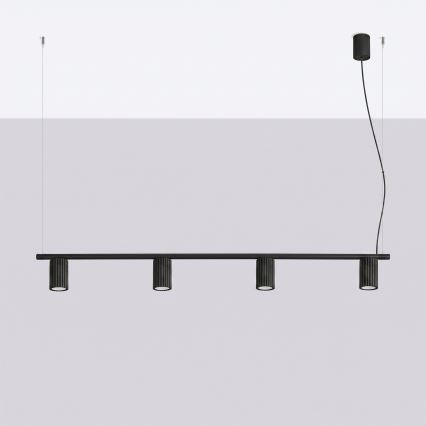 Κρεμαστό φωτιστικό με καλώδιο KARBON 4xGU10/10W/230V μαύρο