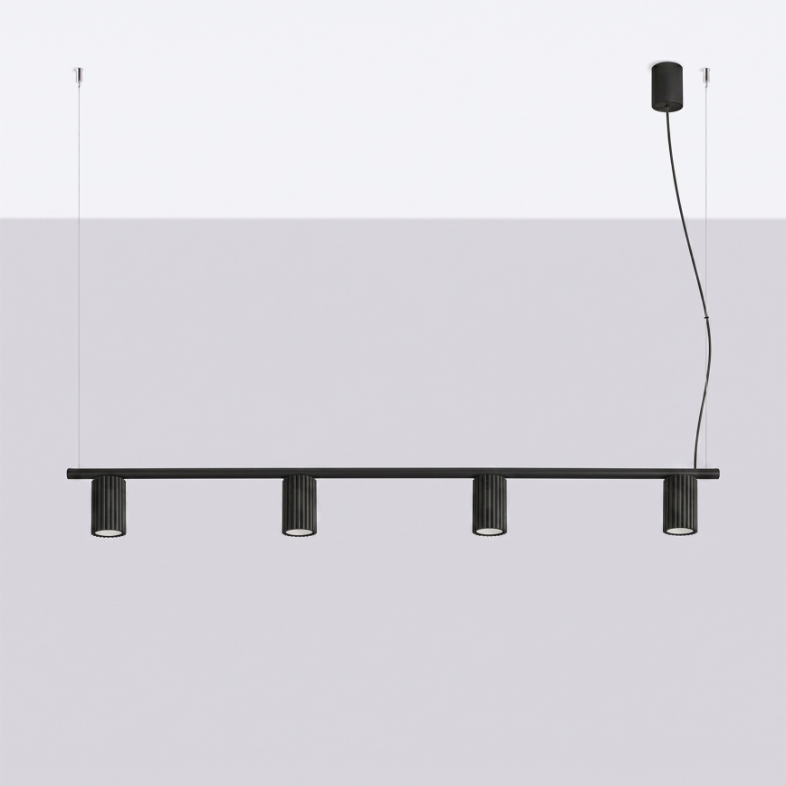Κρεμαστό φωτιστικό με καλώδιο KARBON 4xGU10/10W/230V μαύρο