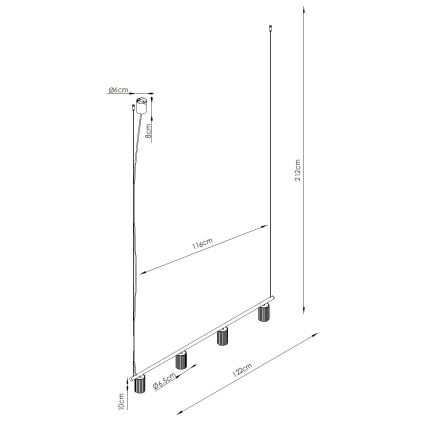 Κρεμαστό φωτιστικό με καλώδιο KARBON 4xGU10/10W/230V μαύρο