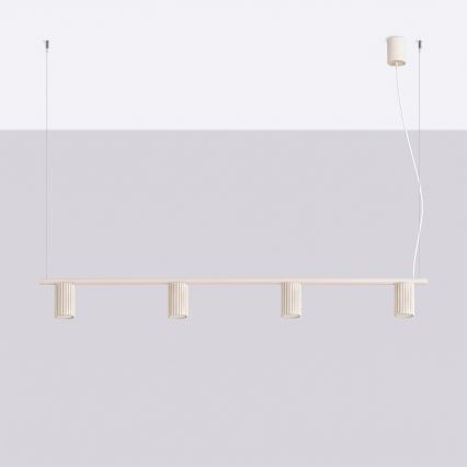 Κρεμαστό φωτιστικό με καλώδιο KARBON 4xGU10/10W/230V σε κρεμ απόχρωση
