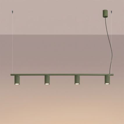 Κρεμαστό φωτιστικό με καλώδιο KARBON 4xGU10/10W/230V πράσινο