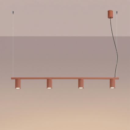 Κρεμαστό φωτιστικό με καλώδιο KARBON 4xGU10/10W/230V πορτοκαλί