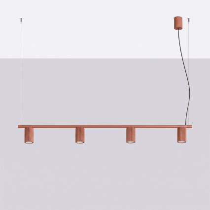 Κρεμαστό φωτιστικό με καλώδιο KARBON 4xGU10/10W/230V πορτοκαλί