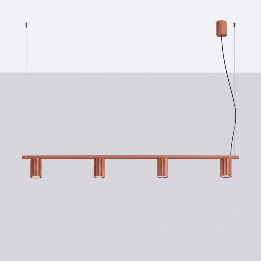 Κρεμαστό φωτιστικό με καλώδιο KARBON 4xGU10/10W/230V πορτοκαλί