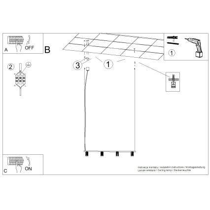 Κρεμαστό φωτιστικό με καλώδιο KARBON 4xGU10/10W/230V πορτοκαλί