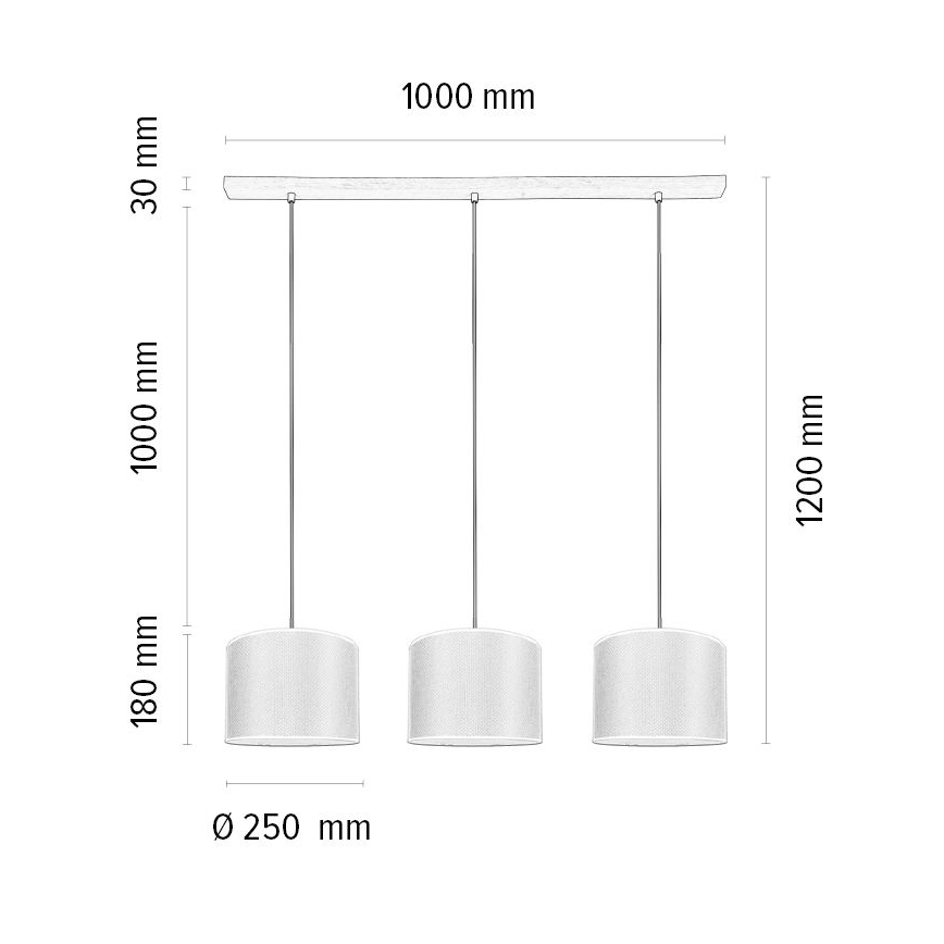 Κρεμαστό φωτιστικό οροφής ράγα BENITA 3xE27/40W/230V κρεμ/δρυς – FSC πιστοποιημένο