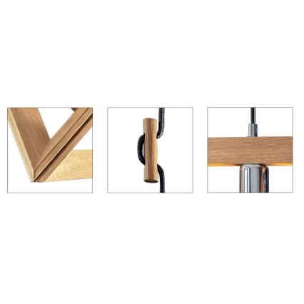 Κρεμαστό φωτιστικό με καλώδιο TRIGONON 1xE27/60W/230V ματ δρυς