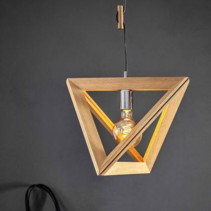Κρεμαστό φωτιστικό οροφής TRIGONON 1xE27/60W/230V ματ δρυς