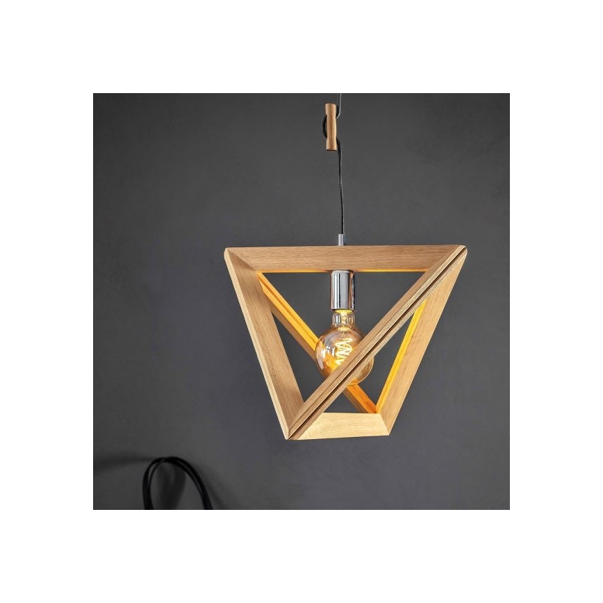Πολύφωτο σε σχοινί TRIGONON 1xE27/60W/230V ματ δρυς