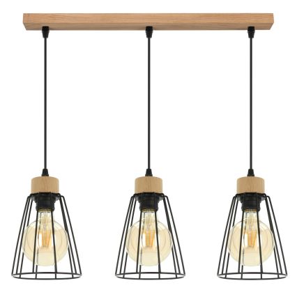Spot-Light - Πολύφωτο κρεμαστό σε ράγα ORAZIO 3xE27/60W/230V δρυς
