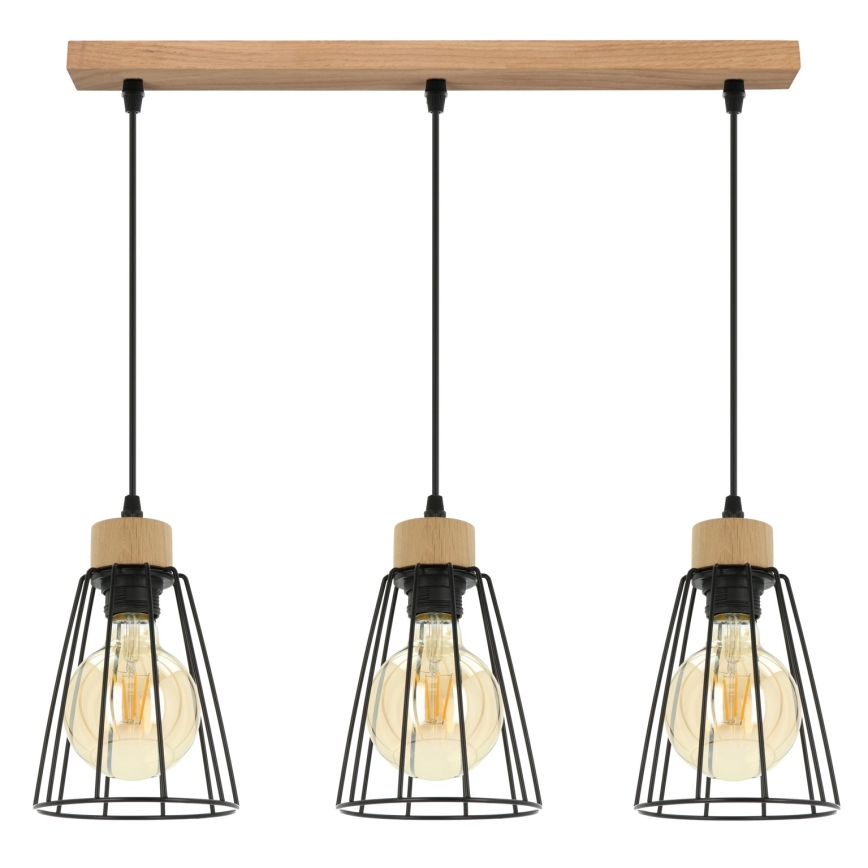 Spot-Light - Πολύφωτο κρεμαστό σε ράγα ORAZIO 3xE27/60W/230V δρυς