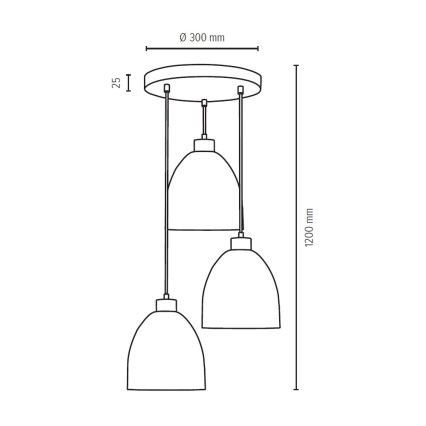Κρεμαστό φωτιστικό οροφής AURA 3xE27/60W/230V οξιά