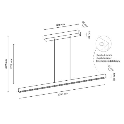 Led Dimmable κρεμαστό φωτιστικό οροφής SMAL LED/18W/230V δρυς