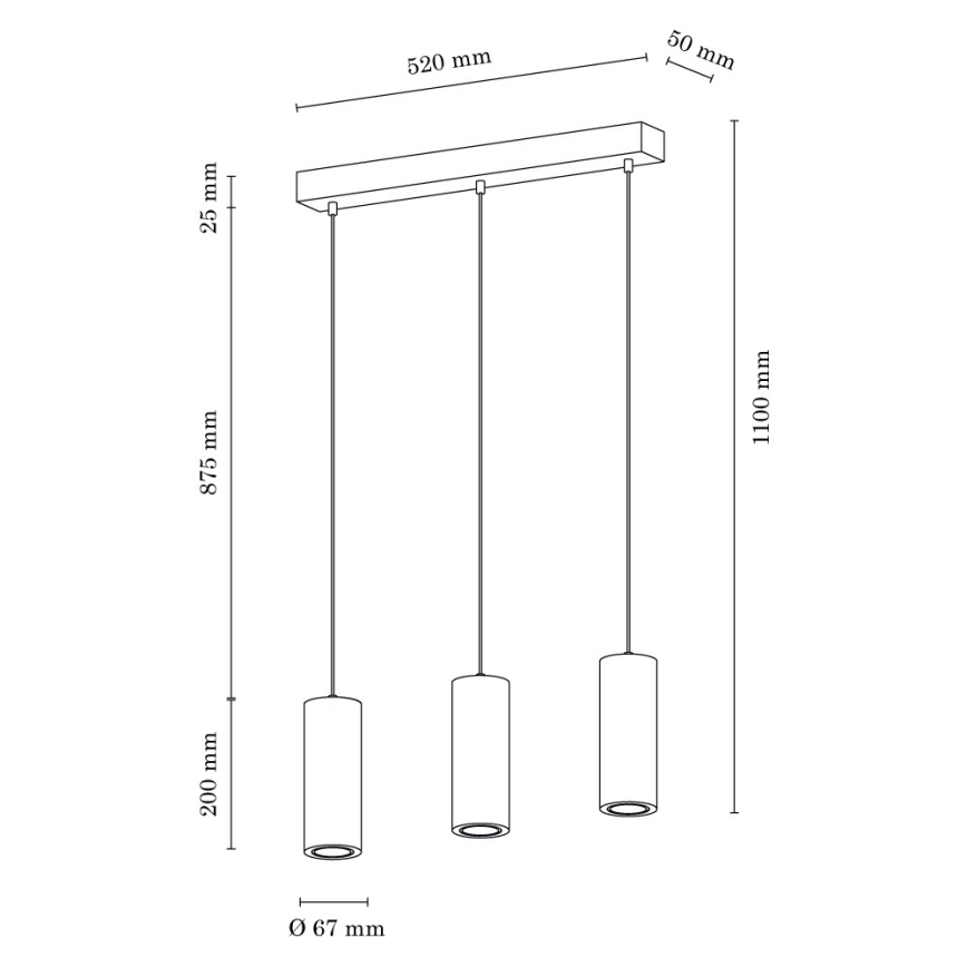 Πολύφωτο LED σε σχοινί PIPE 3xGU10/5W/230V ματ δρυς