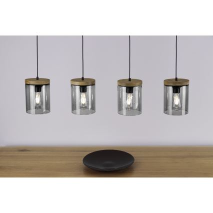 Spot-Light 161859151 - Κρεμαστό πολύφωτο MONSUN 1xE27/60W/230V πεύκο