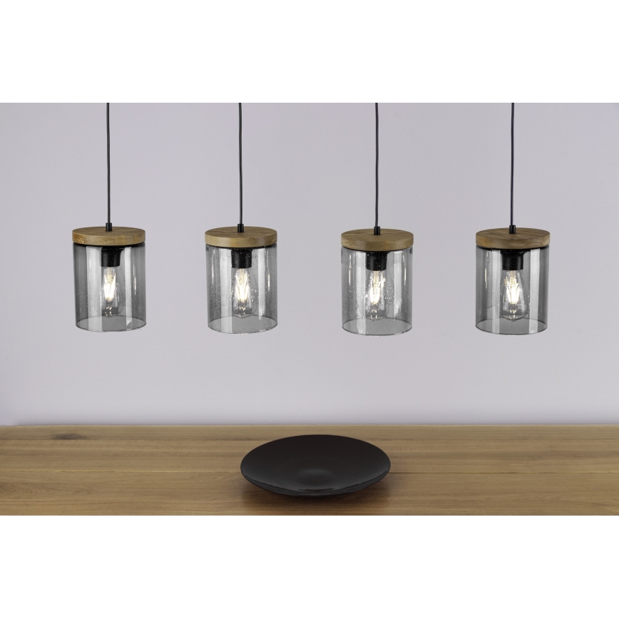 Spot-Light 161859151 - Κρεμαστό πολύφωτο MONSUN 1xE27/60W/230V πεύκο