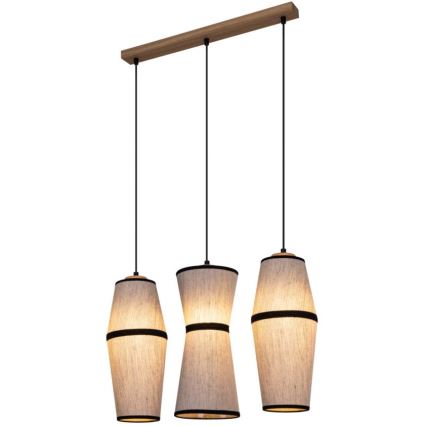 Κρεμαστό φωτιστικό οροφής AMIGO 3xE27/25W/230V δρυς