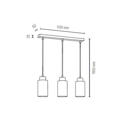 Πολύφωτο με συρματόσχοινο BOSCO 3xE27/60W/230V