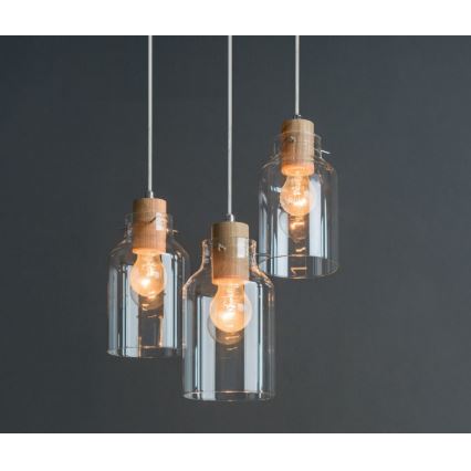 Κρεμαστό φωτιστικό οροφής ALESSANDRO 3xE27/60W/230V δρυς