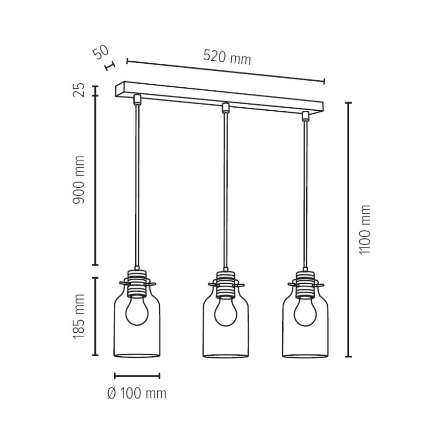 Κρεμαστό φωτιστικό οροφής ALESSANDRO 3xE27/60W/230V δρυς