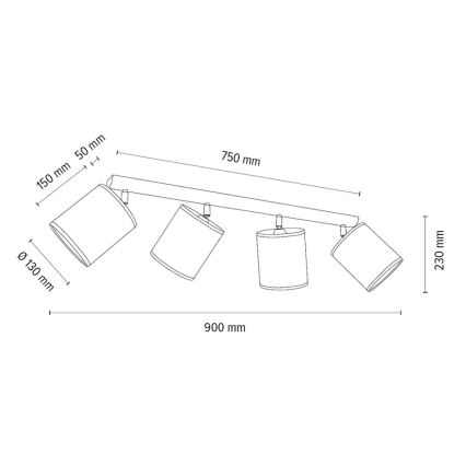 Φωτιστικό σποτ BENITA 4xE27/25W/230V κρεμ/δρυς – FSC πιστοποιημένο