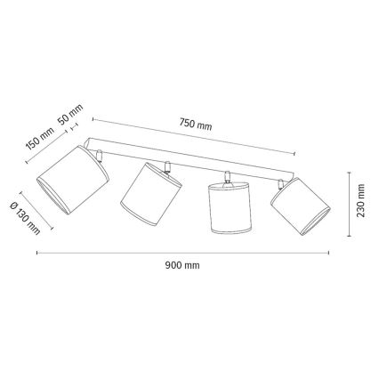 Φωτιστικό σποτ BENITA 4xE27/25W/230V λευκό/δρυς – FSC πιστοποίηση