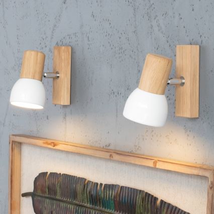 Επιτοίχιο φωτιστικό σημείου SVENDA 1xE27/60W/230V δρυς