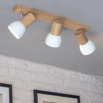 Σποτ φωτιστικό SVENDA 3xE27/60W/230V δρυς