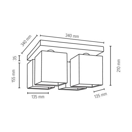 Φως οροφής GREAT 4xE27/25W/230V