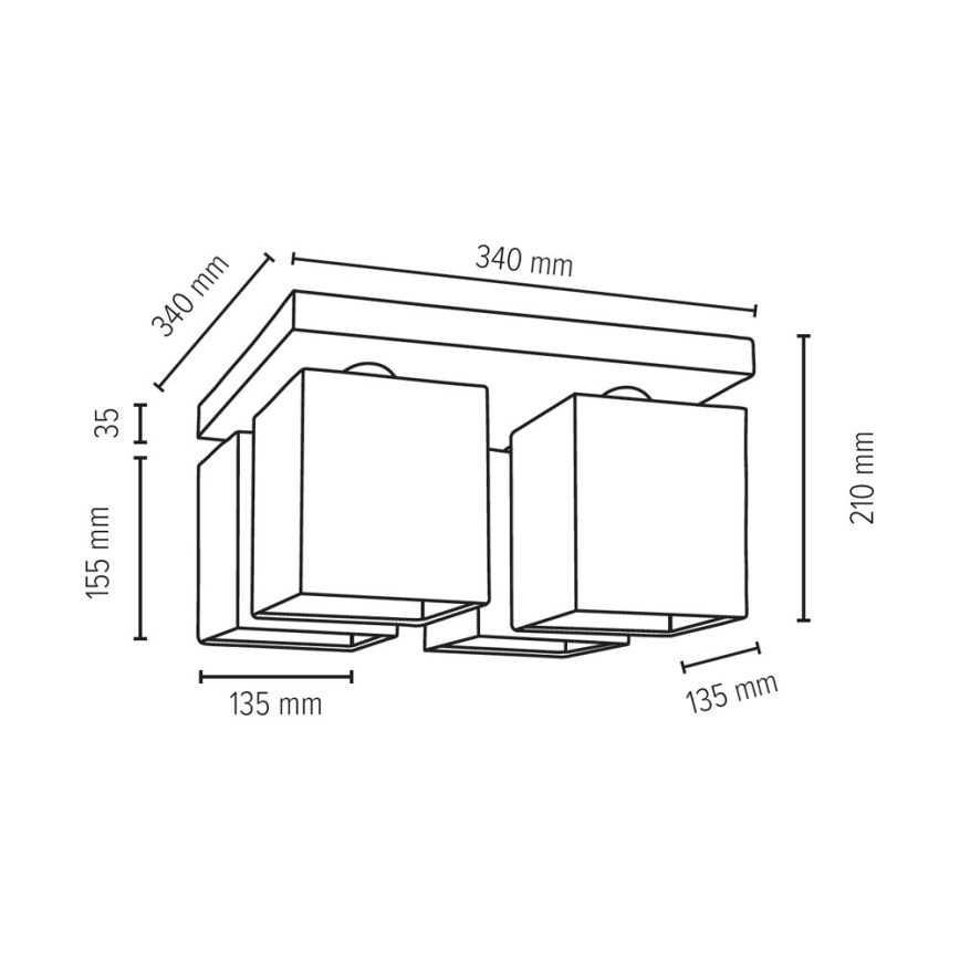 Φως οροφής GREAT 4xE27/25W/230V
