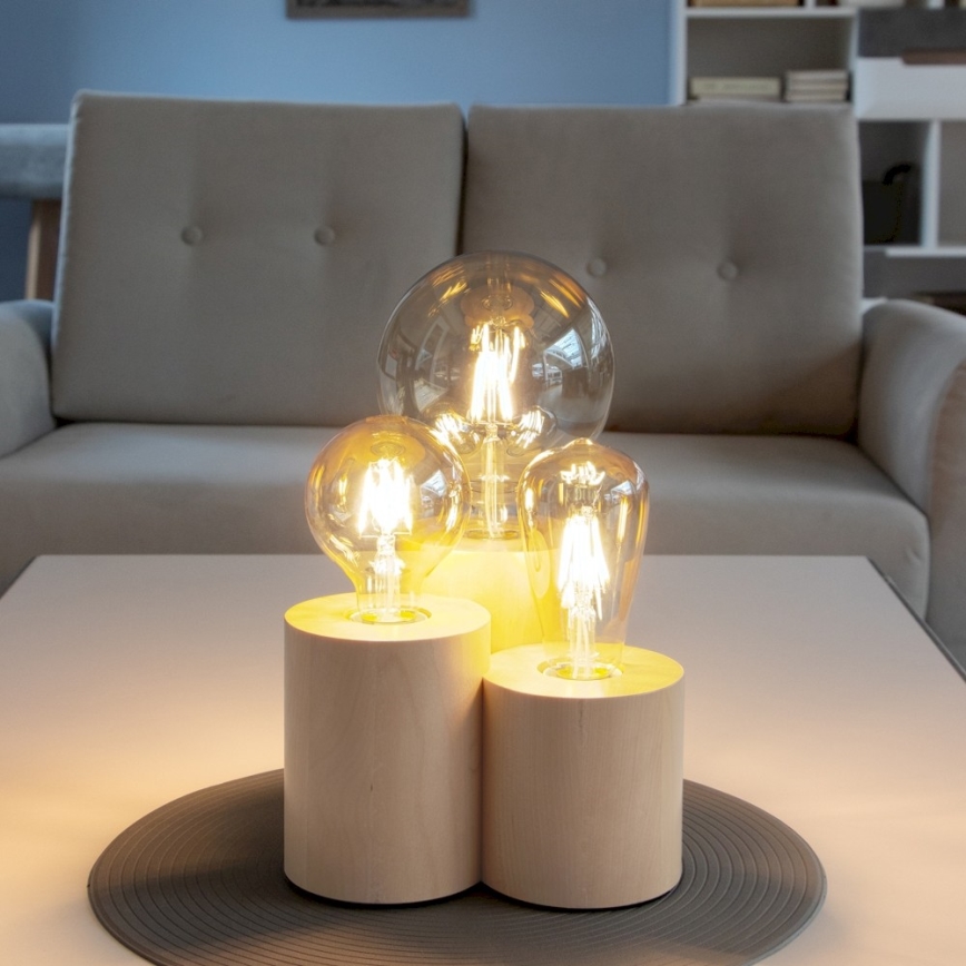 Επιτραπέζιο φωτιστικό VINCENT 3xE27/15W/230V σημύδα