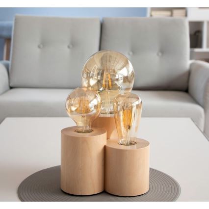 Επιτραπέζιο φωτιστικό VINCENT 3xE27/15W/230V σημύδα