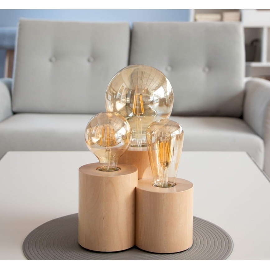 Επιτραπέζιο φωτιστικό VINCENT 3xE27/15W/230V σημύδα