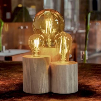 Επιτραπέζιο φωτιστικό VINCENT 3xE27/15W/230V, φινίρισμα δρυός