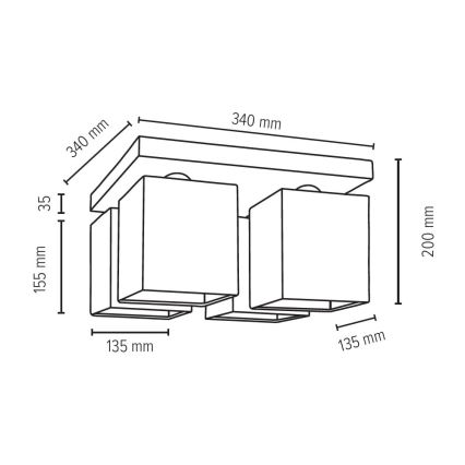 Φως οροφής INGER 4xE27/25W/230V